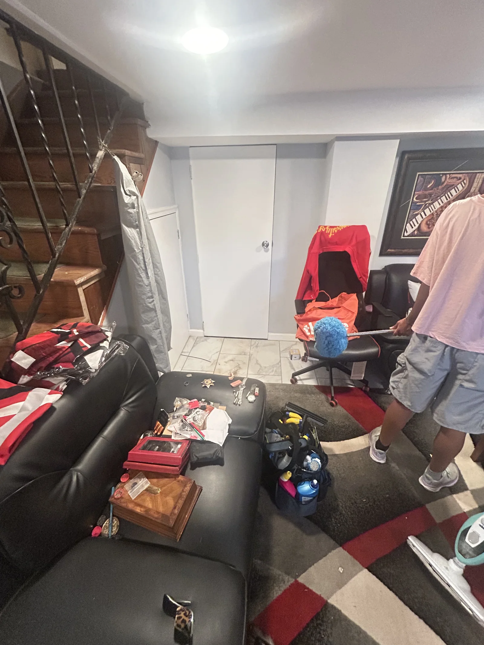 Client-provided photo of cleaning in progress in a living room