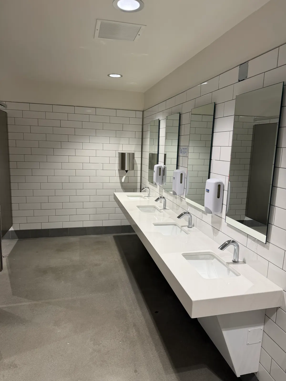 Finished commercial restroom after post-construction cleaning